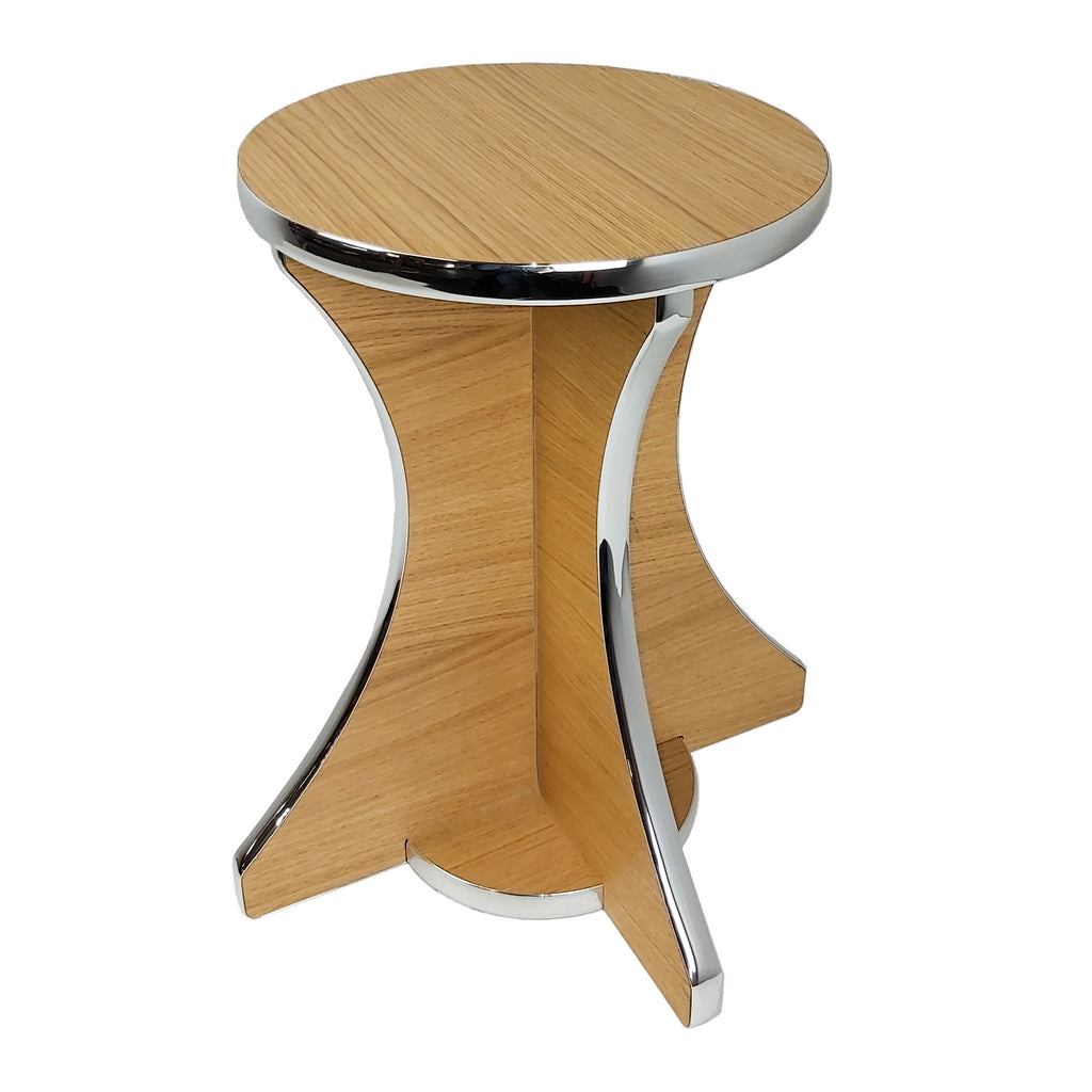 Arcade Stool - Oak & Chrome - Arcade Depot