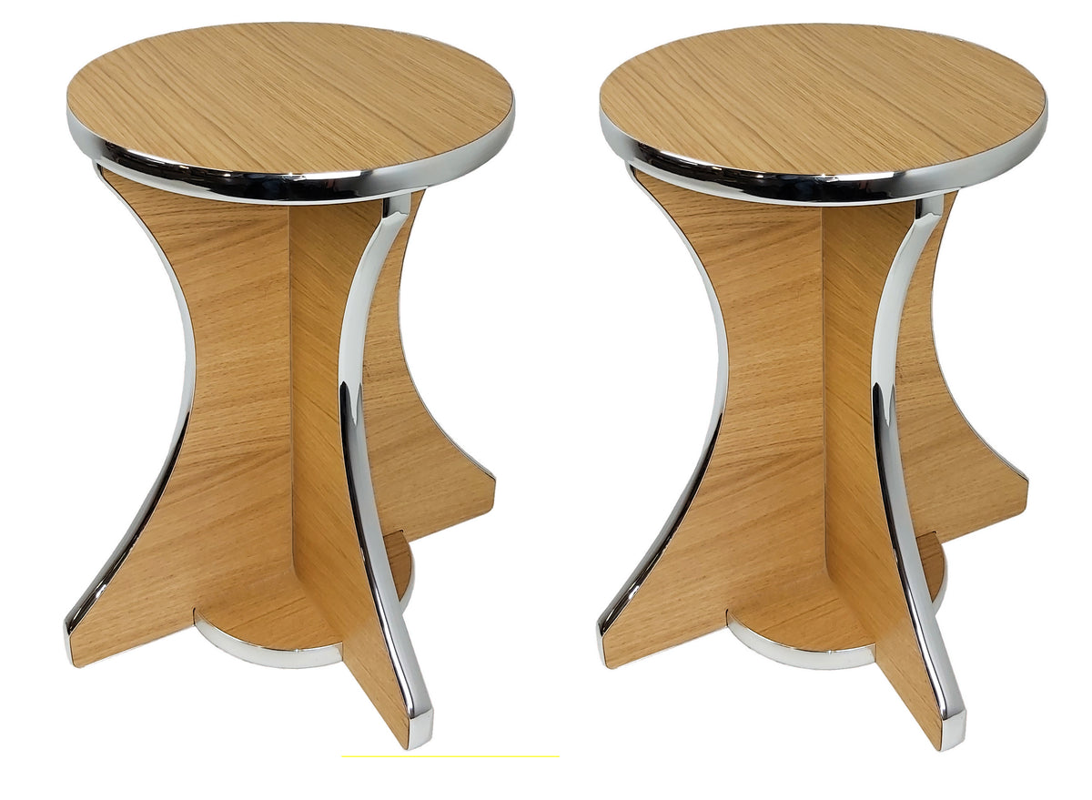 Arcade Stool - Oak & Chrome - Arcade Depot