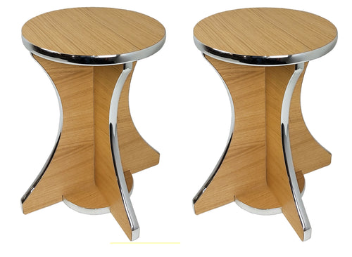 Arcade Stool - Oak & Chrome - Arcade Depot